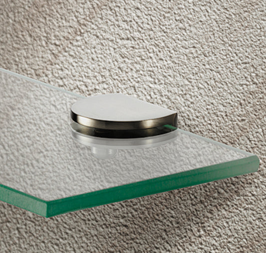 Small Stainless Steel Finish Glass Shelf Bracket, 6-8mm glass