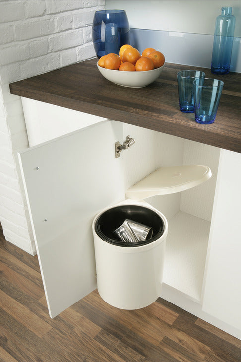 10L Kitchen Swing-out Bin - Cream and White