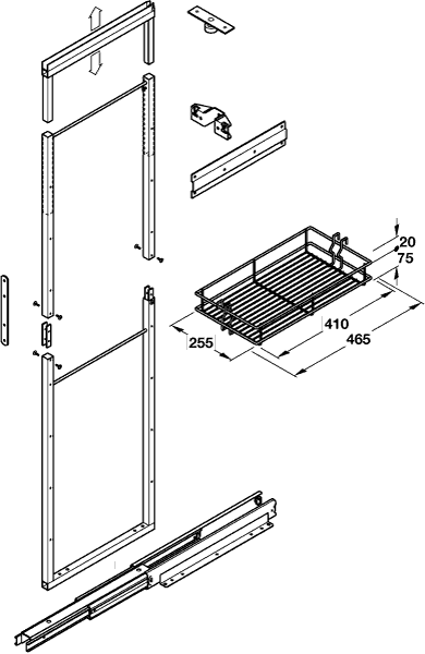 300mm Kitchen Larder Unit, Centre Mounting, 1950-2200mm