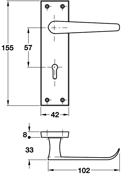 Polished Chrome Victorian Door Handles - Lock with Standard Keyway Backplate