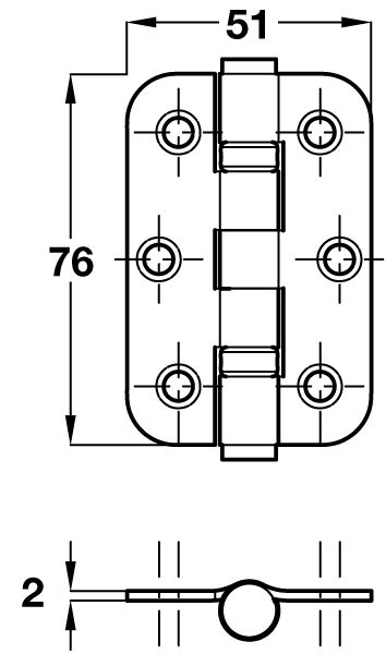 Ball Bearing Door Hinges - Polished Stainless Steel - 76 x 51mm