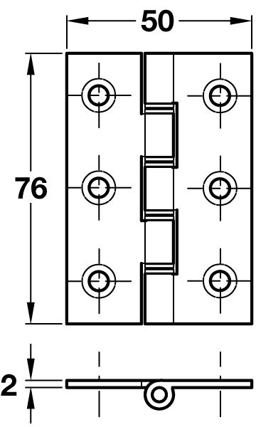 Double Washered Door Hinges - Satin Stainless Steel - 76mm x 50mm