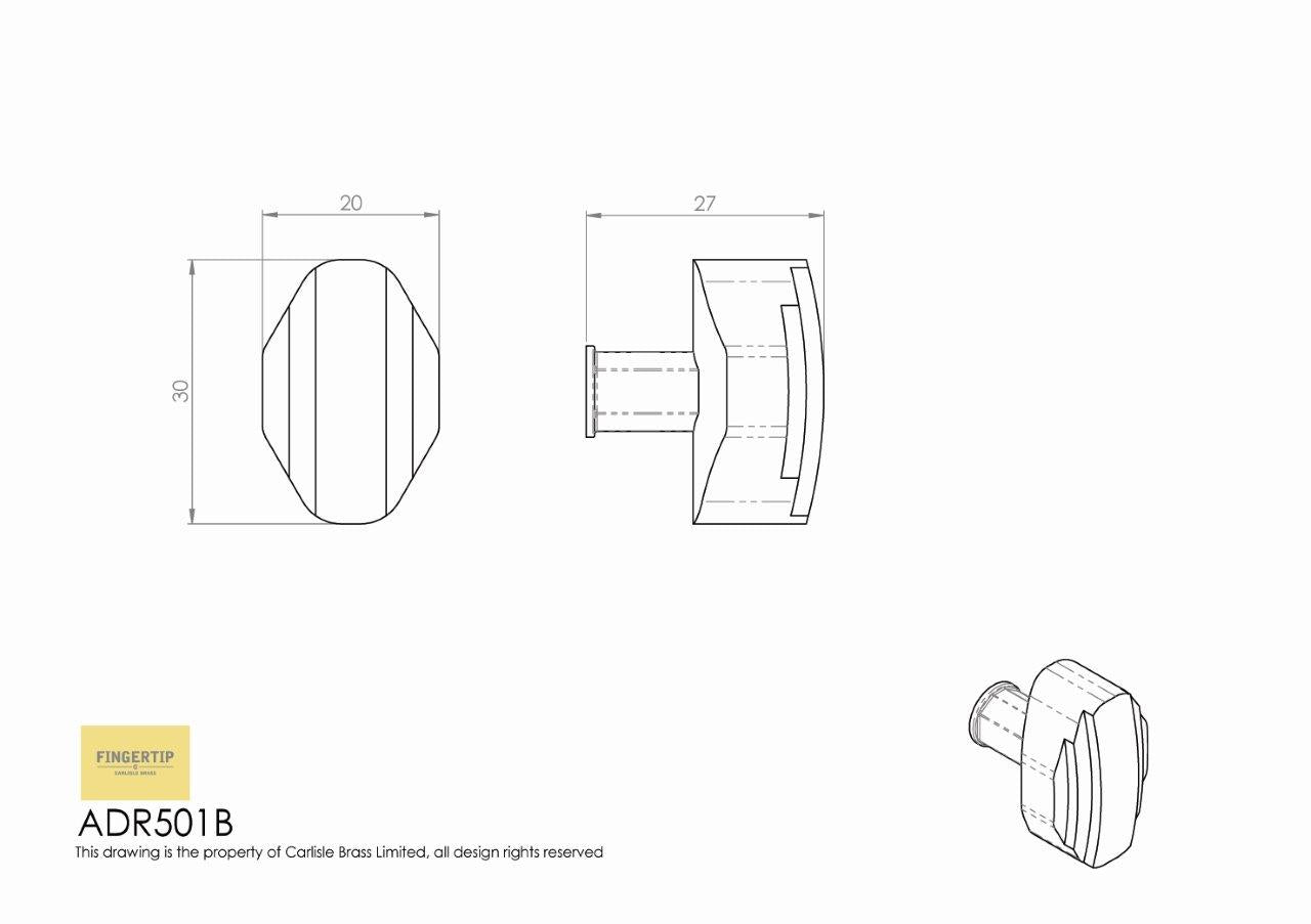 Satin Nickel Art Deco Cabinet Knob | 30mm