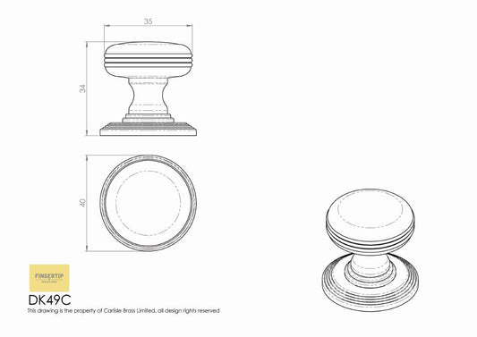 Delamain Polished Chrome Ringed Knob - 35mm
