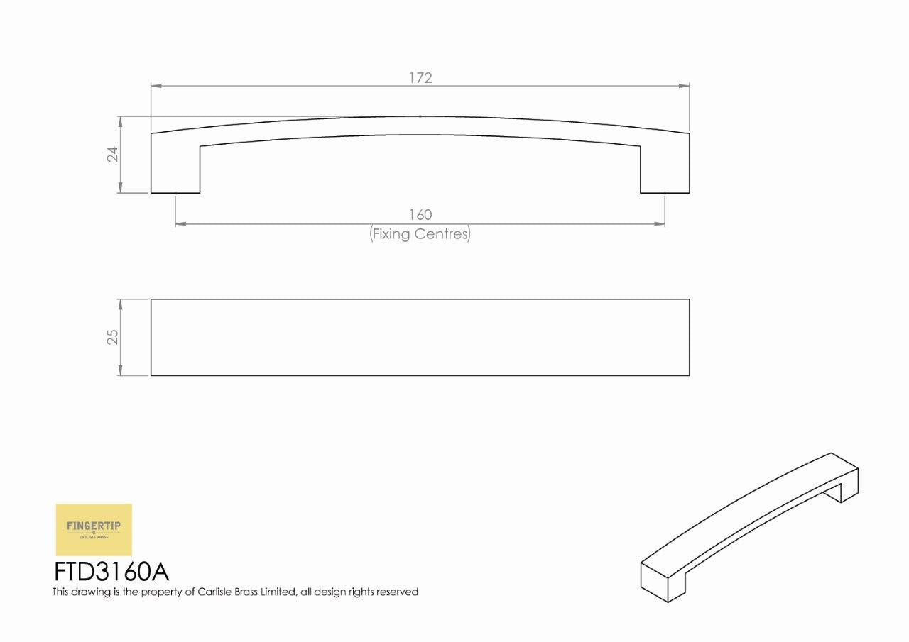 Curva Satin Nickel Cabinet Bow Handle - 160mm Centres