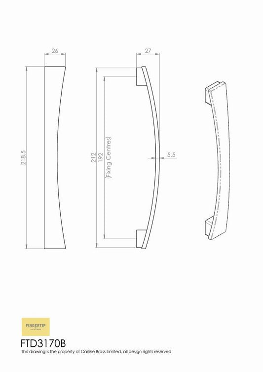 Valetta Satin Nickel Bow Cabinet Handle - 192mm Centres