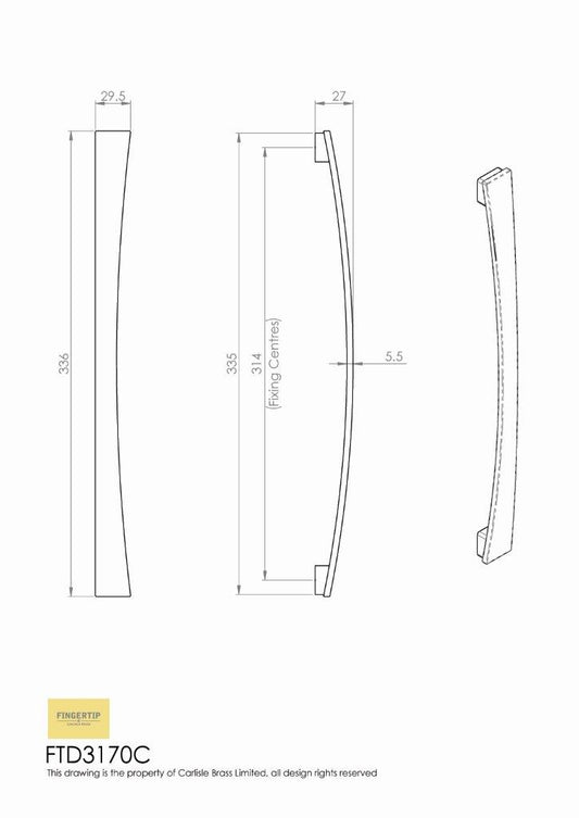 Valetta Satin Nickel Bow Cabinet Handle - 320mm Centres