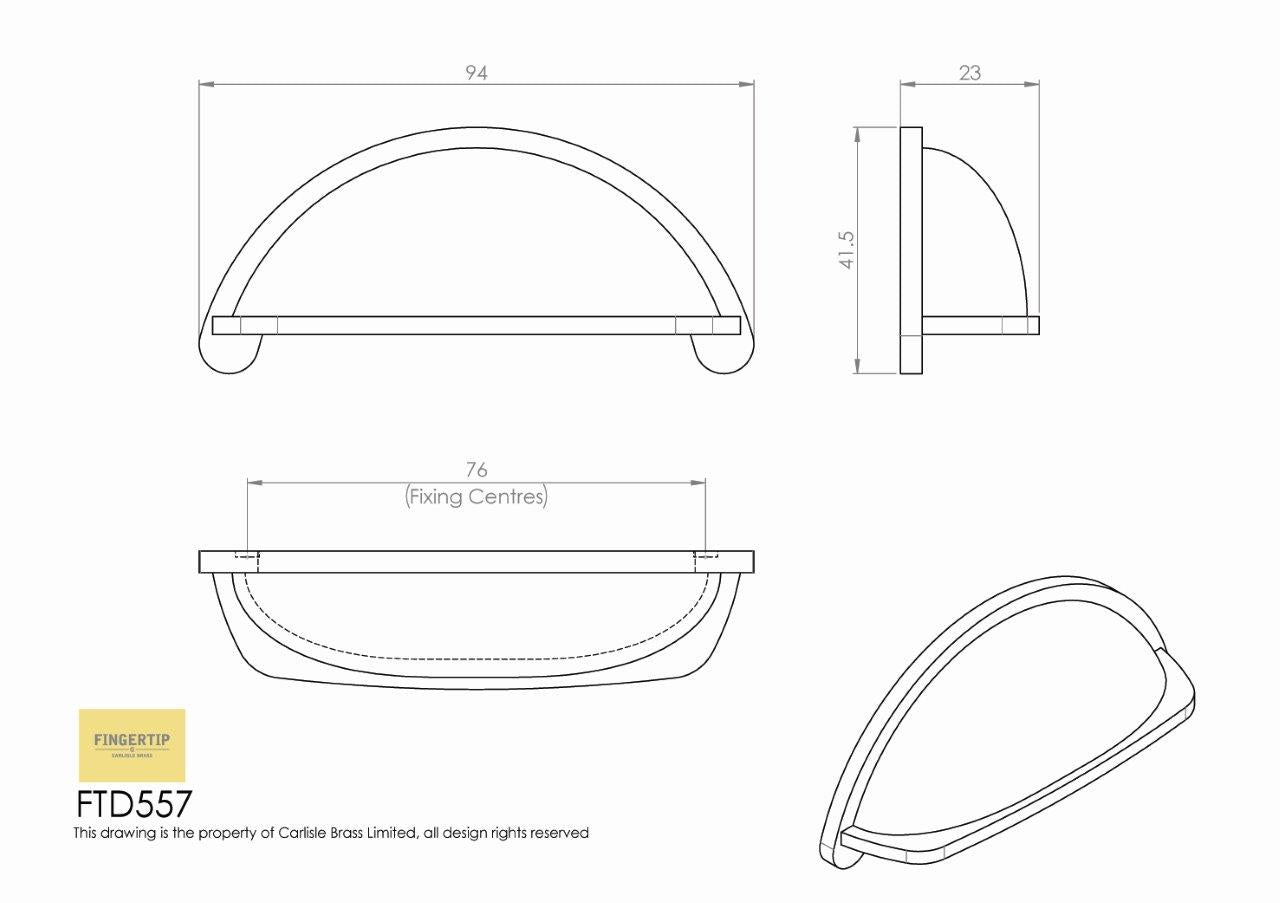 Cottage Cup Pull Handle in Polished Chrome | 76mm Centres