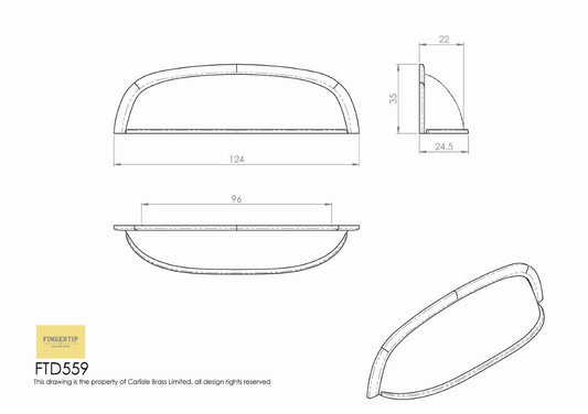 Shaker Cup Pull Handle in Satin Nickel - 96mm Centres