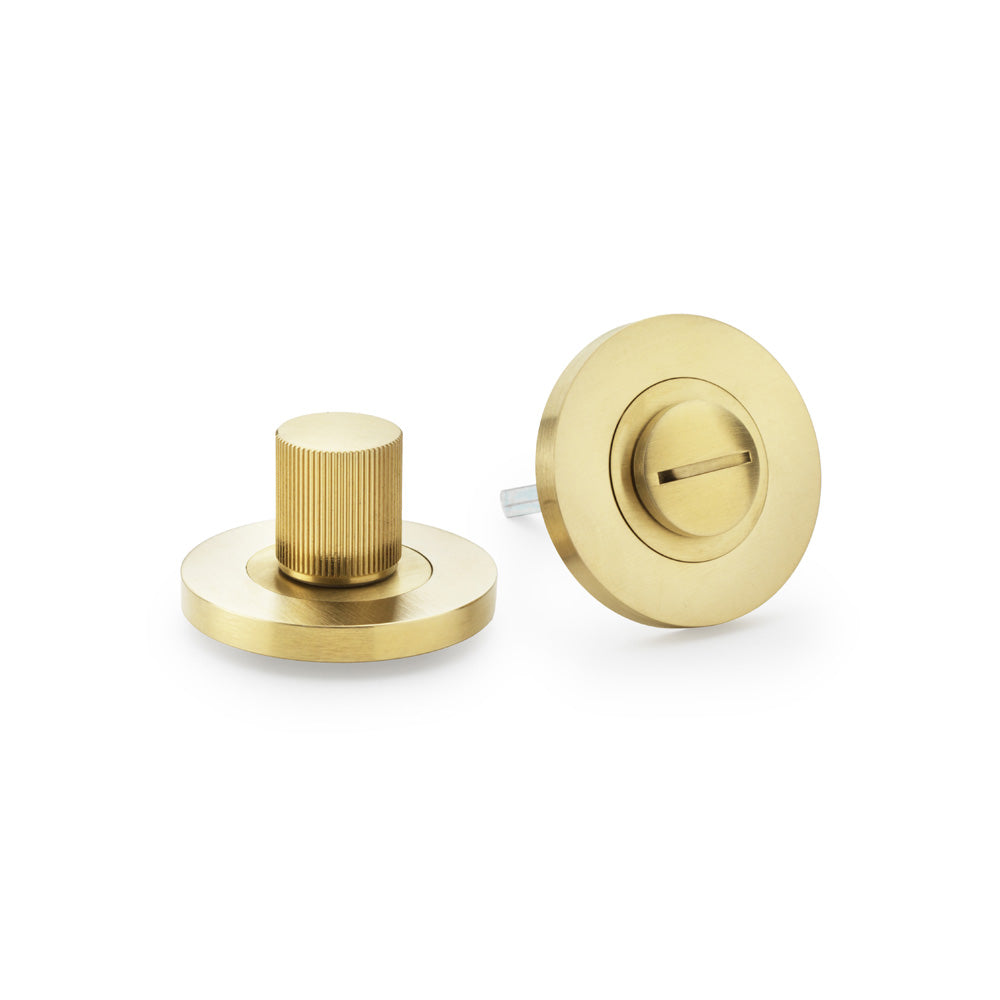 Reeded Thumbturn and Release - Satin Brass PVD