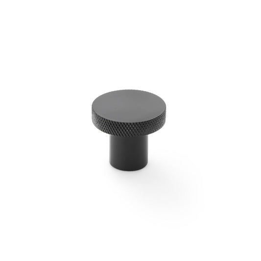 Hanover Matt Black knurled cabinet knob - 30mm
