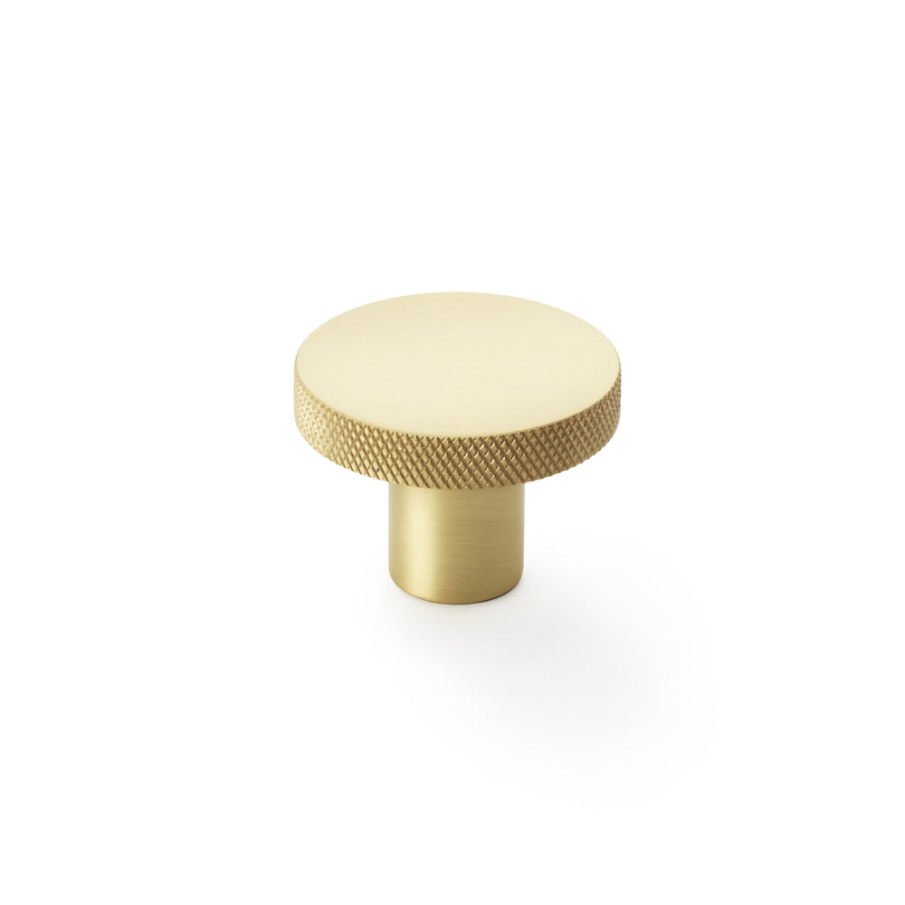 Hanover Knurled Satin Brass Circular Cupboard Knob - 38mm