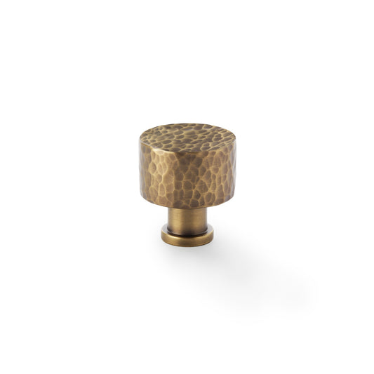 Leila Hammered Cupboard Knob - Antique Brass - 30mm
