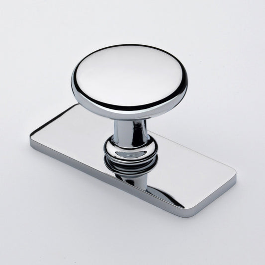 Banbury polished chrome cabinet knob on backplate - Crofts & Assinder