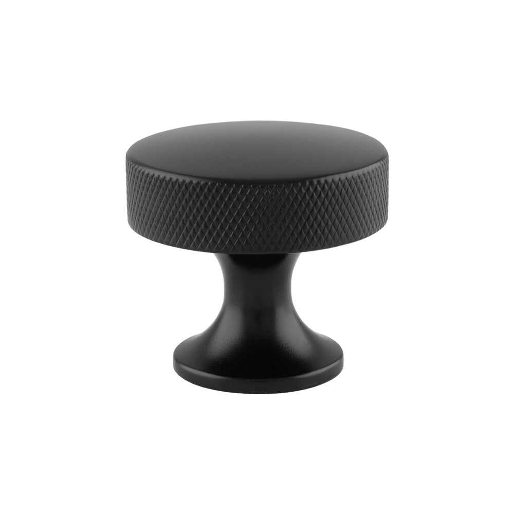Berlin Matt Black Knurled Cupboard Knob - 38mm