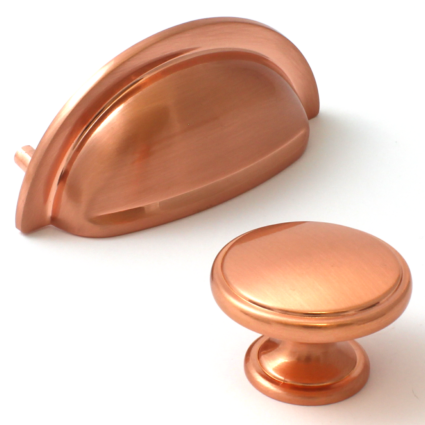 Oxford Brushed Copper Cabinet Door Knob - 38mm