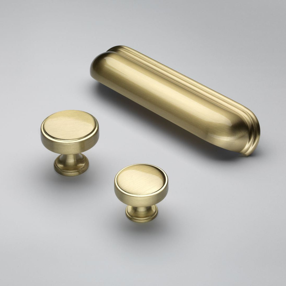 Calgary Brushed Satin Brass Cabinet Knob - 40mm