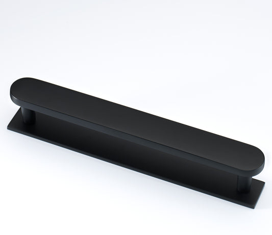 Cambridge Solid Brass Cabinet Bar Handle on Backplate in Matt Black Finish