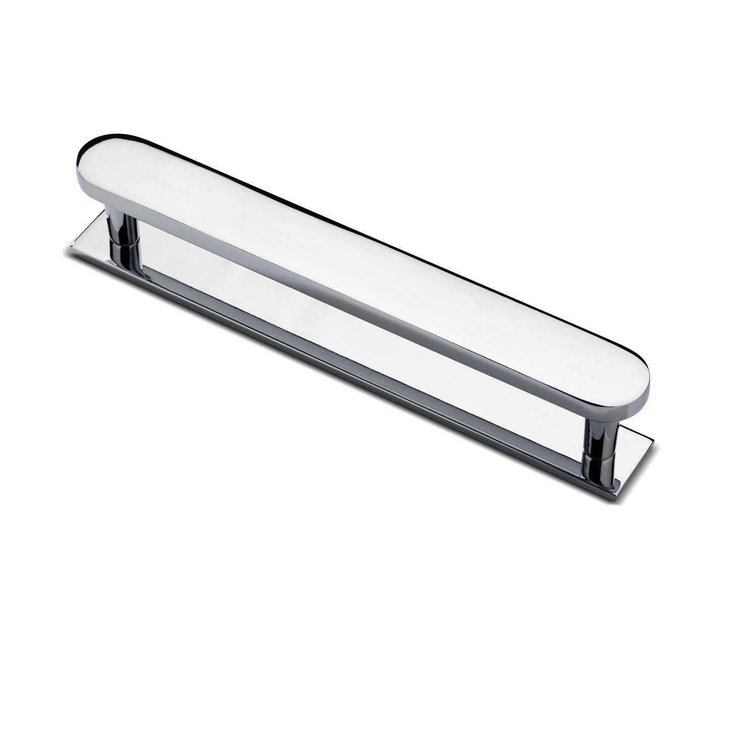 Cambridge Solid Brass Cabinet Bar Handle on Backplate in Polished Chrome Finish
