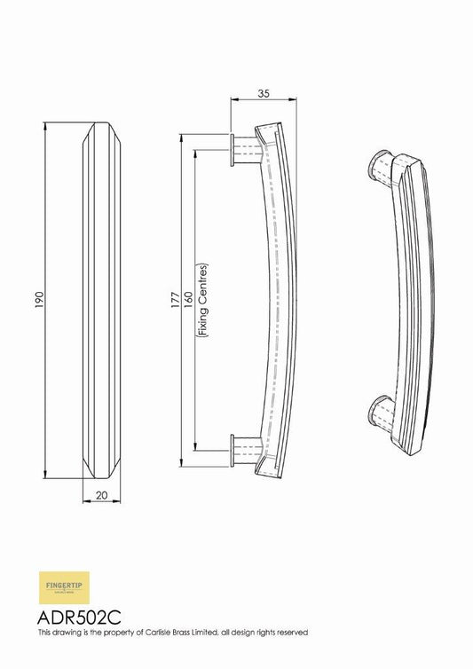 Carlisle Brass Art Deco Polished Chrome Bar Handle Dimensions