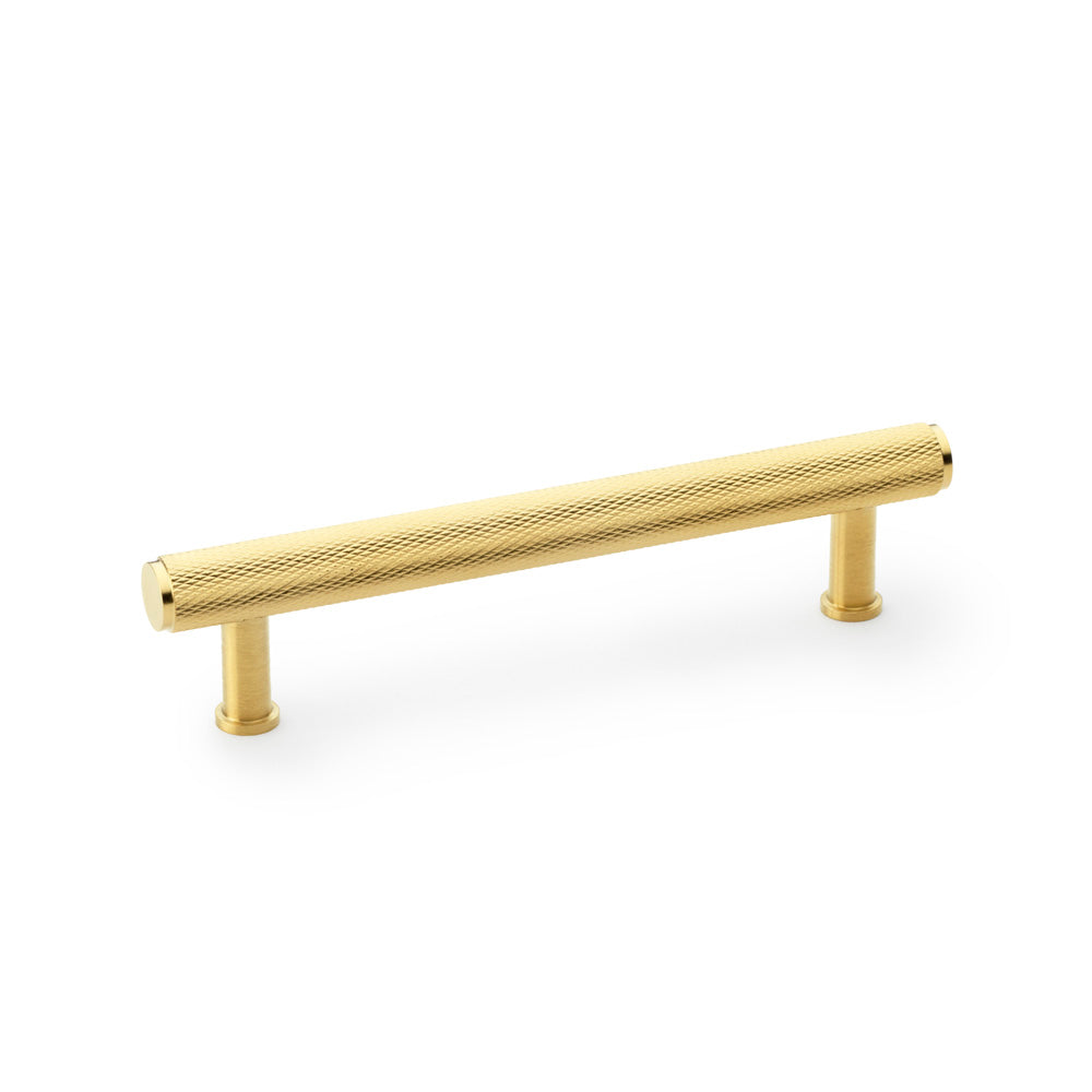 Crispin Satin Brass Knurled T-bar Cupboard Pull Handle - 128mm Centres