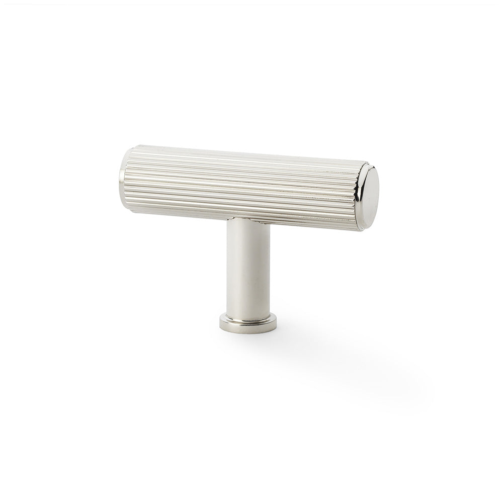 Crispin Polished Nickel Reeded T Bar Cabinet Knobs