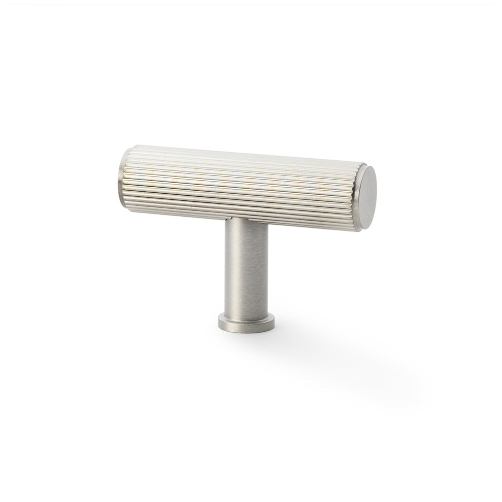 Crispin Satin Nickel Reeded T Bar Cabinet Knobs