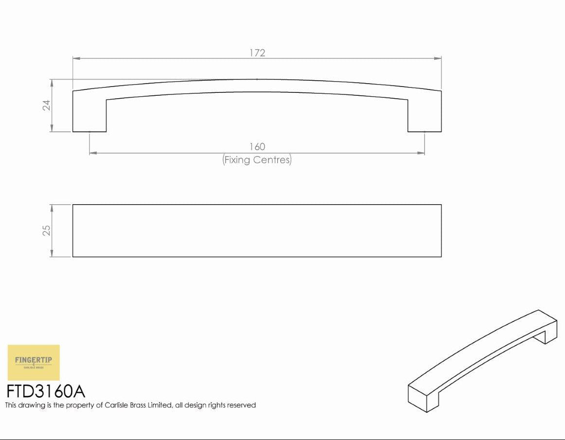 Fingertip Design Curva Satin Nickel Cabinet Bow Handles With 160mm Centres