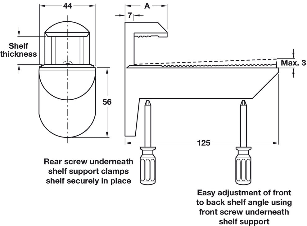 2 x Aluminium Finish Shelf Brackets - 25kg Capacity