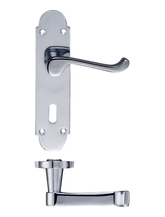 Polished Chrome Scroll Door Handles with Lock