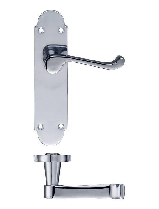 Polished Chrome Scroll Door Handles - Latch Backplate