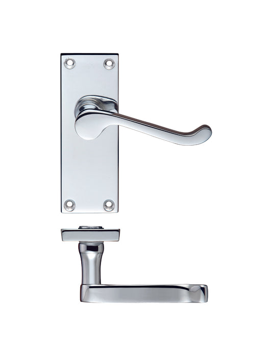 Polished Chrome Victorian Scroll Door Handles - Latch Backplate
