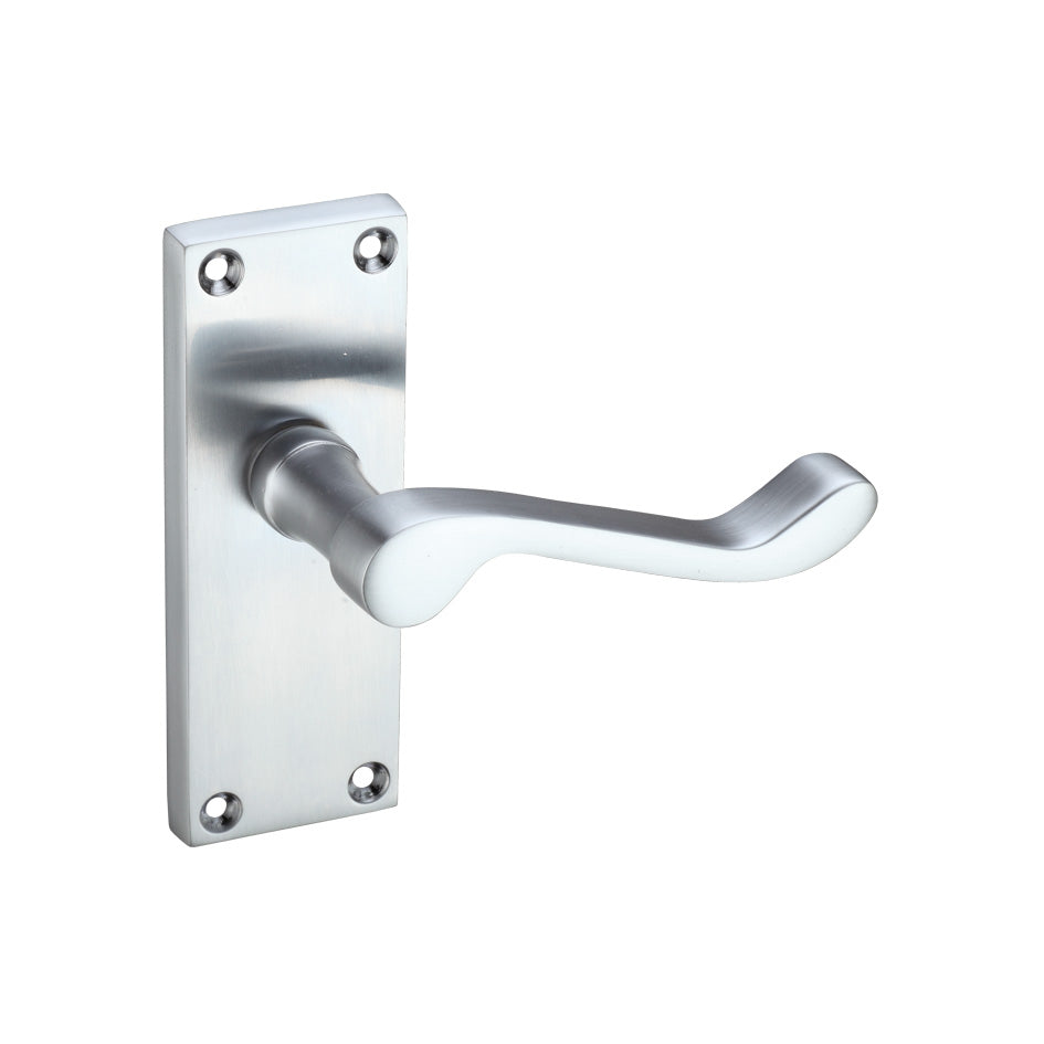 Satin Chrome Victorian Scroll Door Handles - Latch Backplate