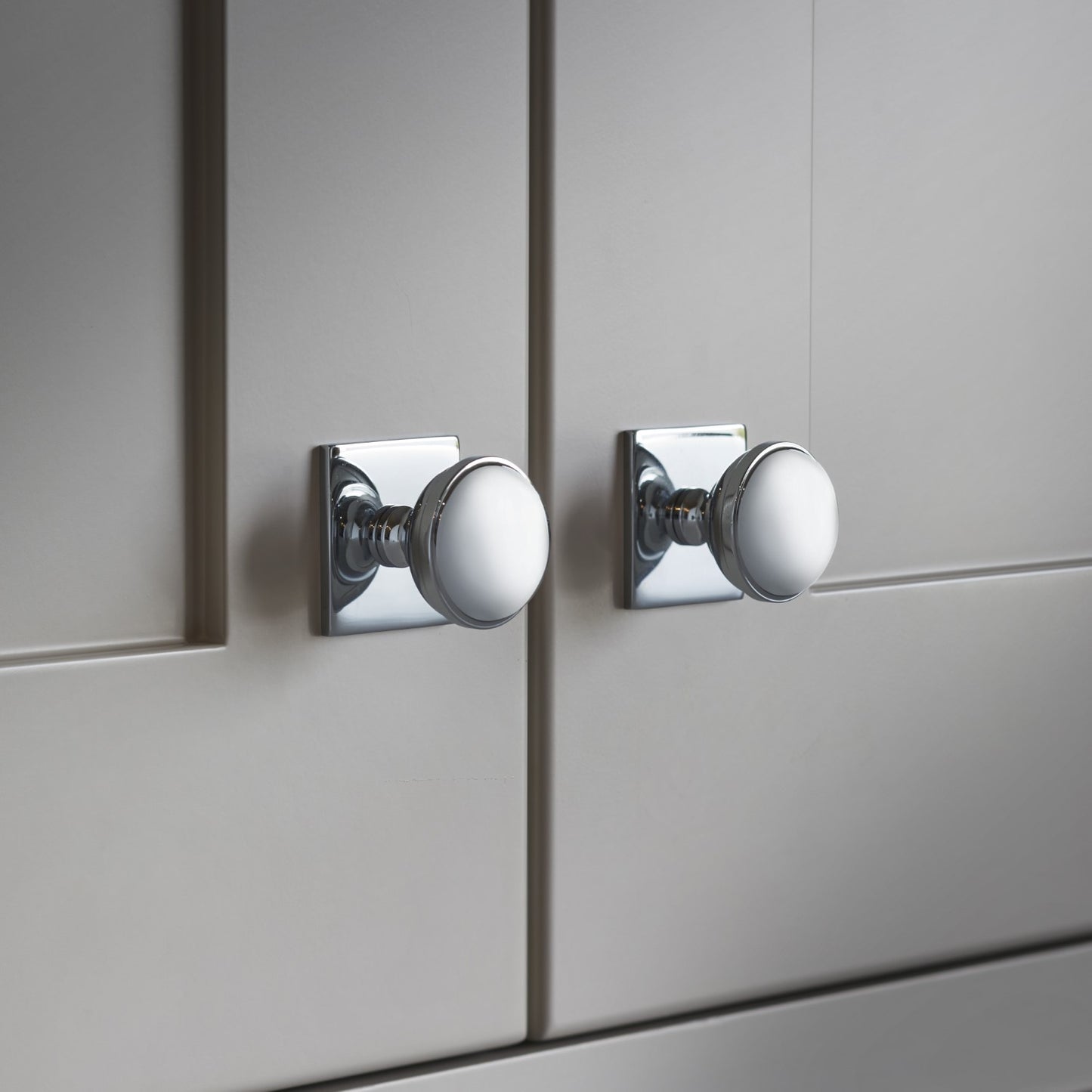 Quantock Polished Chrome Cupboard Knob on Square Backplate - 38mm