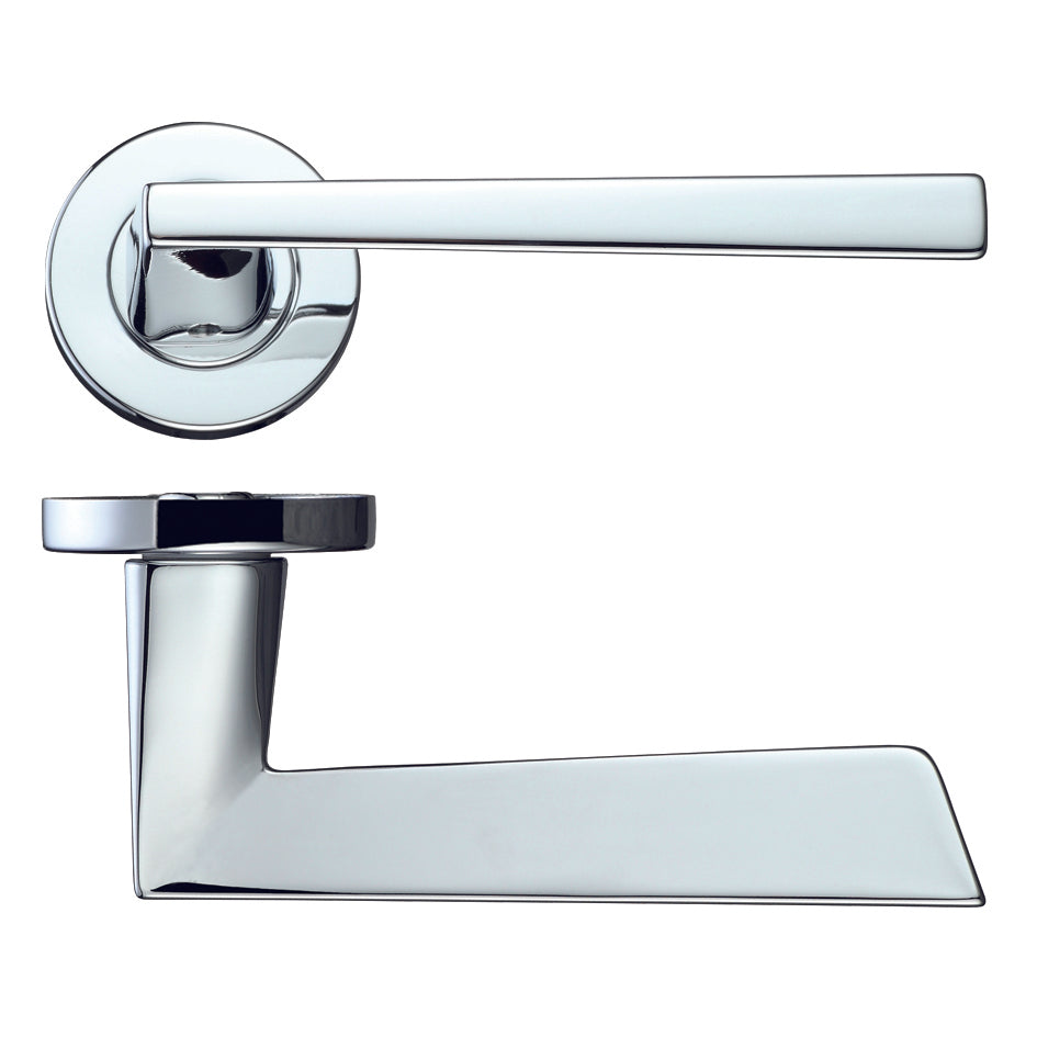 Lupus Door Handle on Rose Polished Chrome