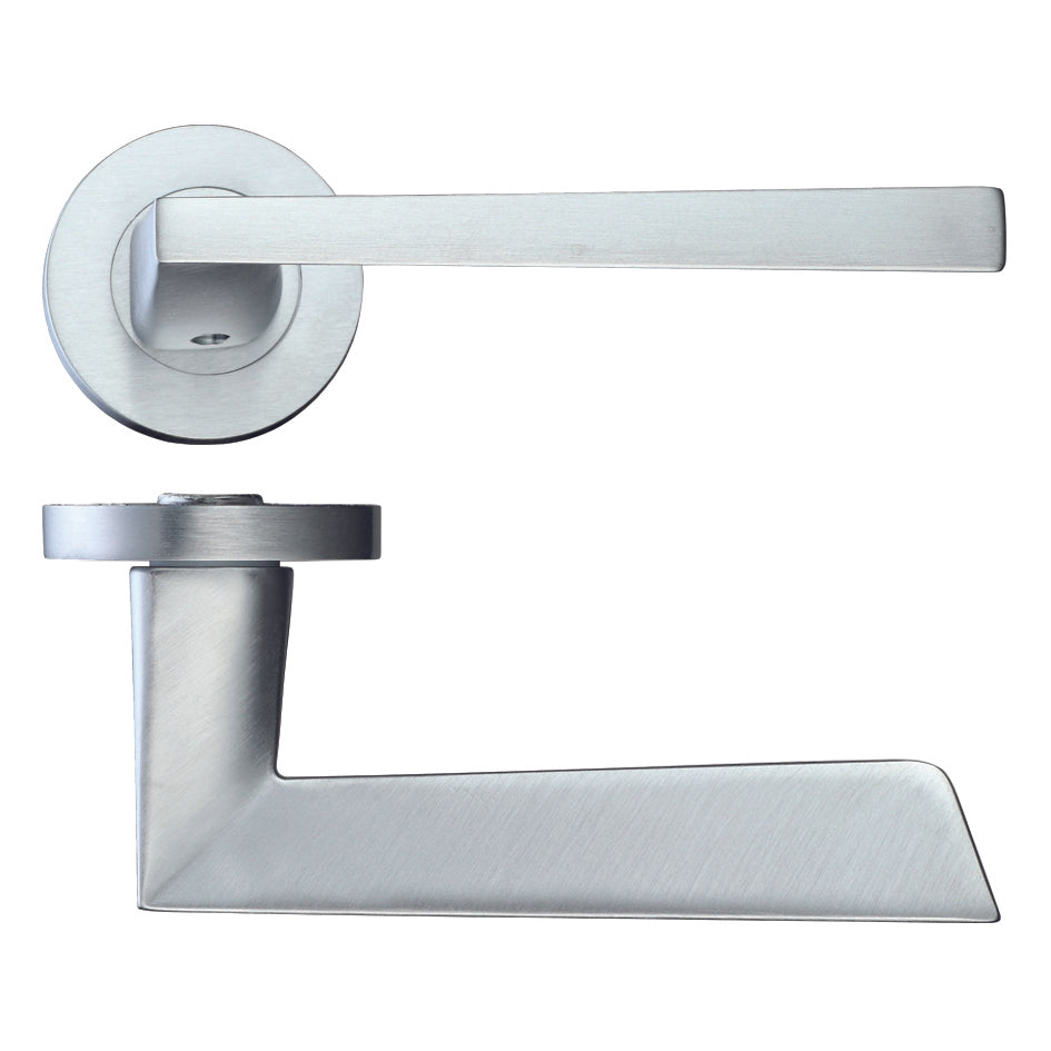 Lupus Door Handle on Rose Satin Chrome