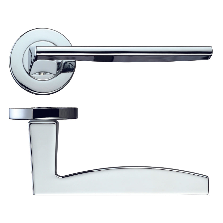 Pavo Door Handle on Rose Polished Chrome