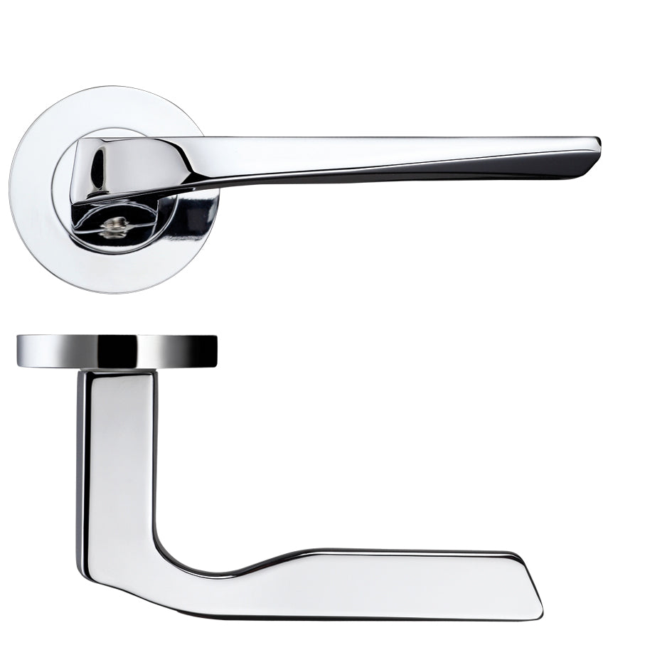 Lyra Door Handle on Rose Polished Chrome