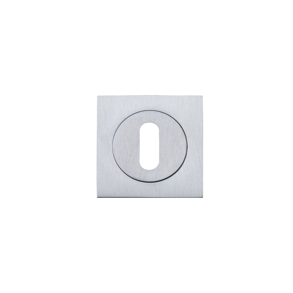 Square Escutcheon with Oval Lock Profile Satin Chrome