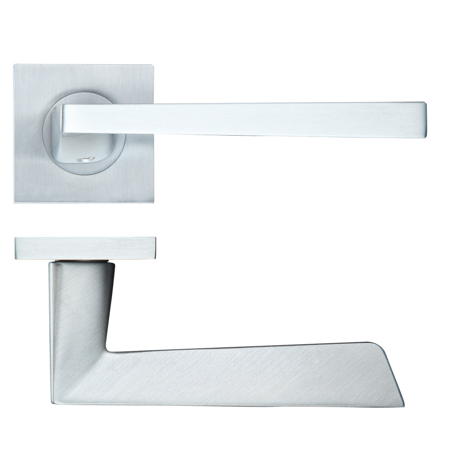 Lupus Door Handle on Square Rose Satin Chrome