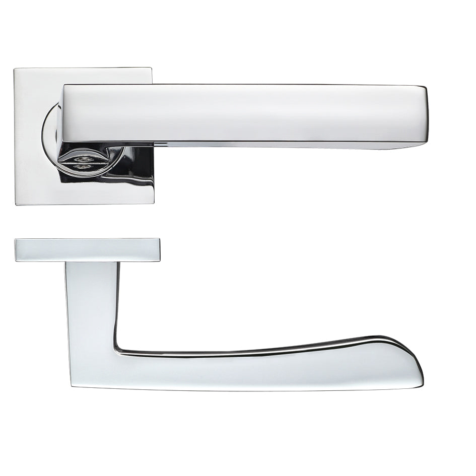 Mensa Polished Chrome Door Handles on Square Rose