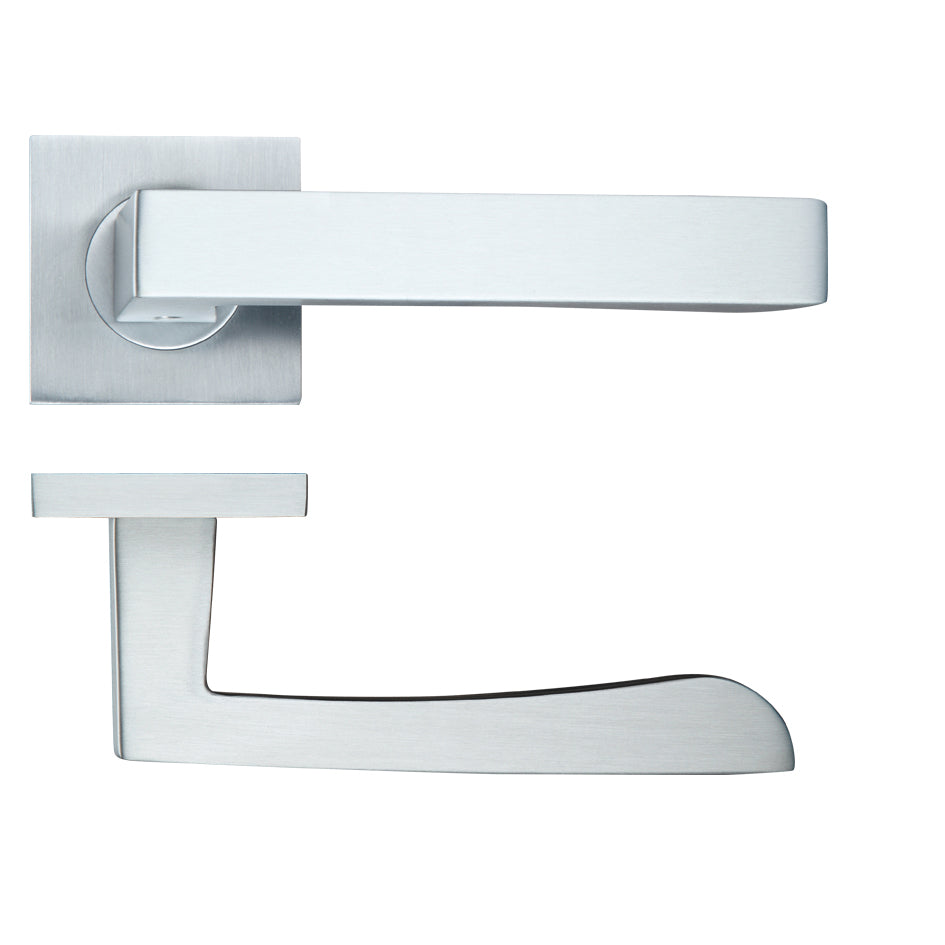 Mensa Satin Chrome Door Handles on Square Rose
