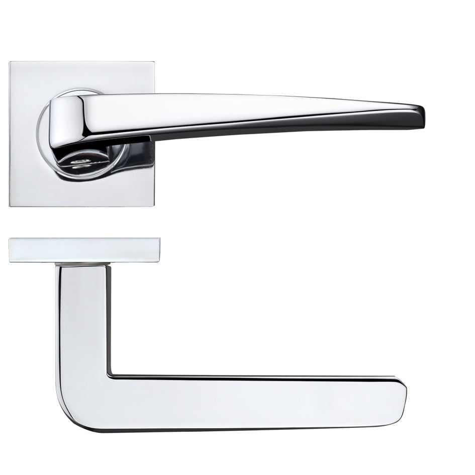 Dorado Polished Chrome Door Handles on Square Rose