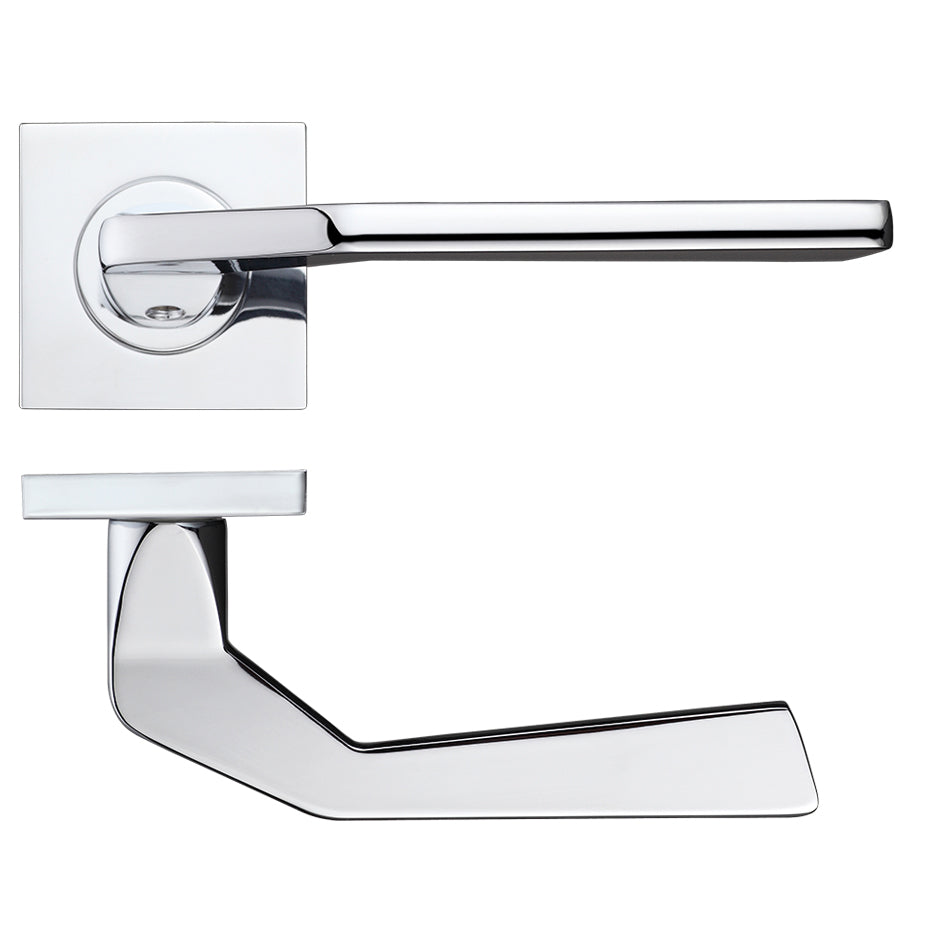 Auriga Door Handle on Square Rose Polished Chrome