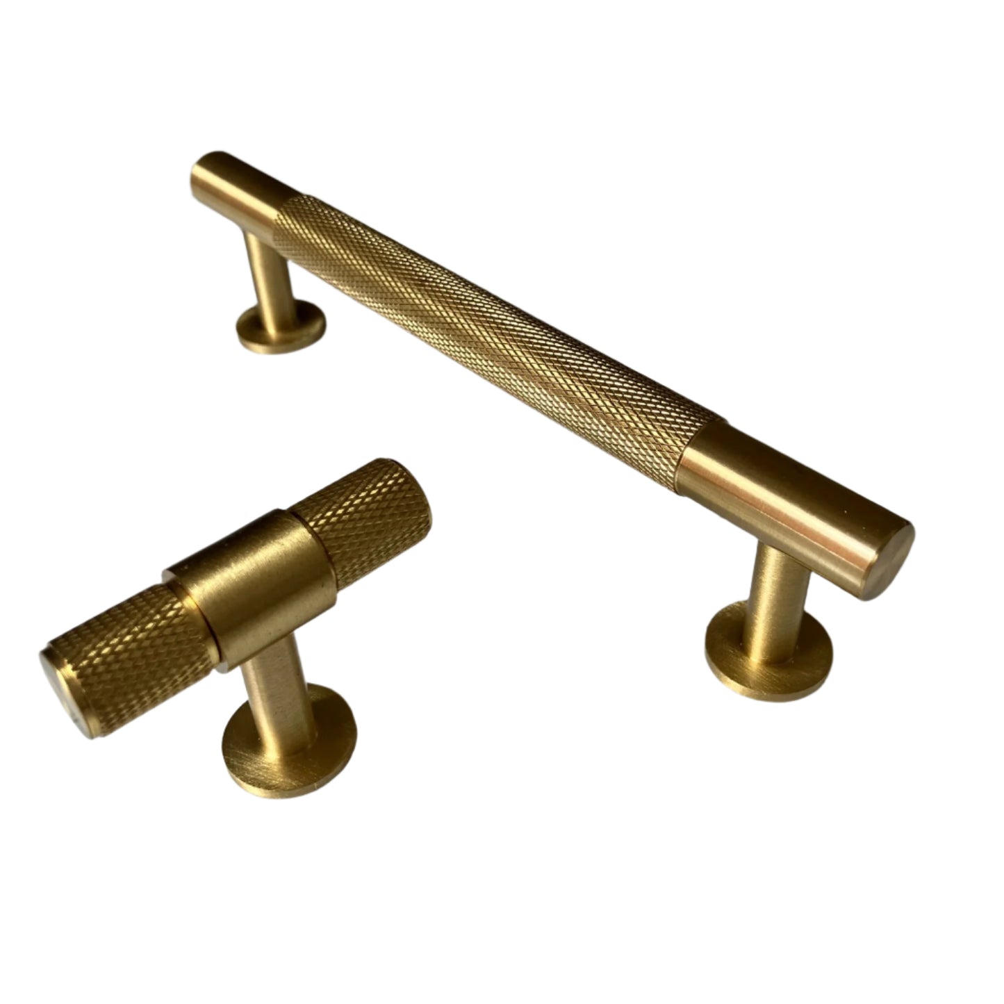 Satin Brass Knurled Matching T Handle and Knob
