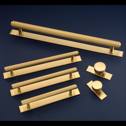 Stirling Brass Cabinet Handles and Knobs in Brushed Satin Brass