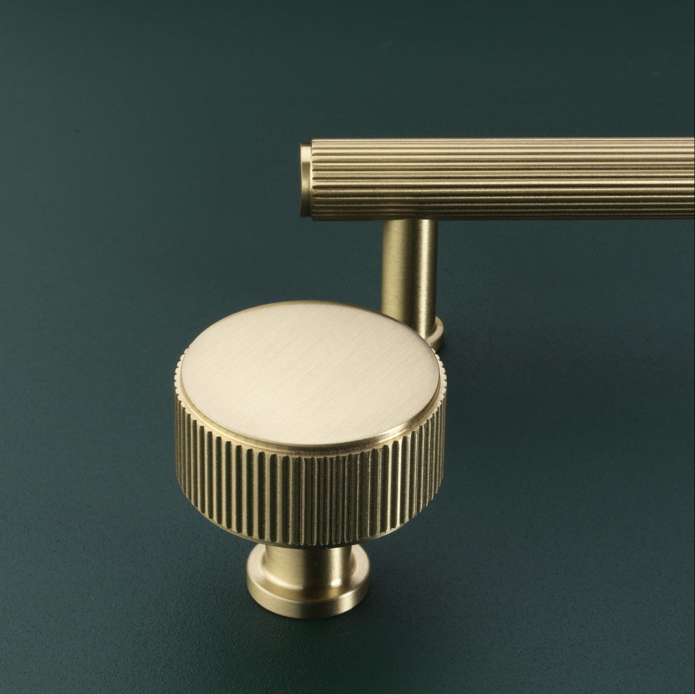Stirling Brass Cabinet Bar Handle and Knob in Brushed Satin Brass Finish