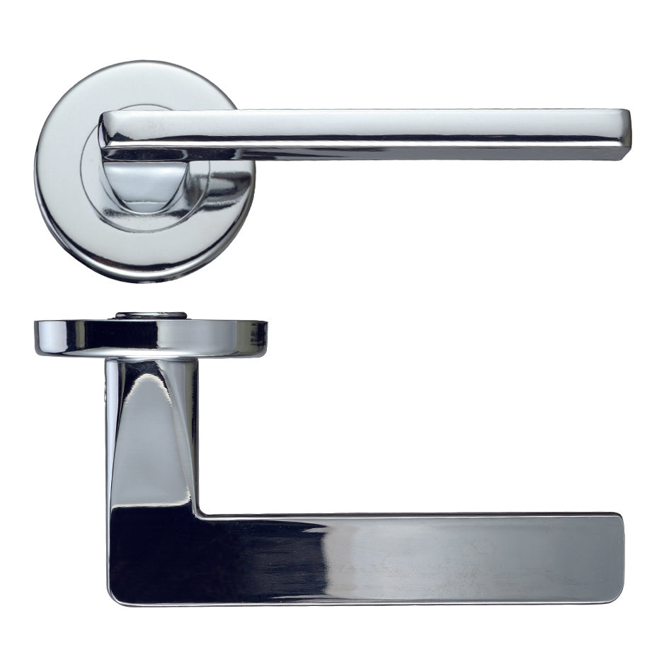 Leon Polished Chrome Door Handles on Rose