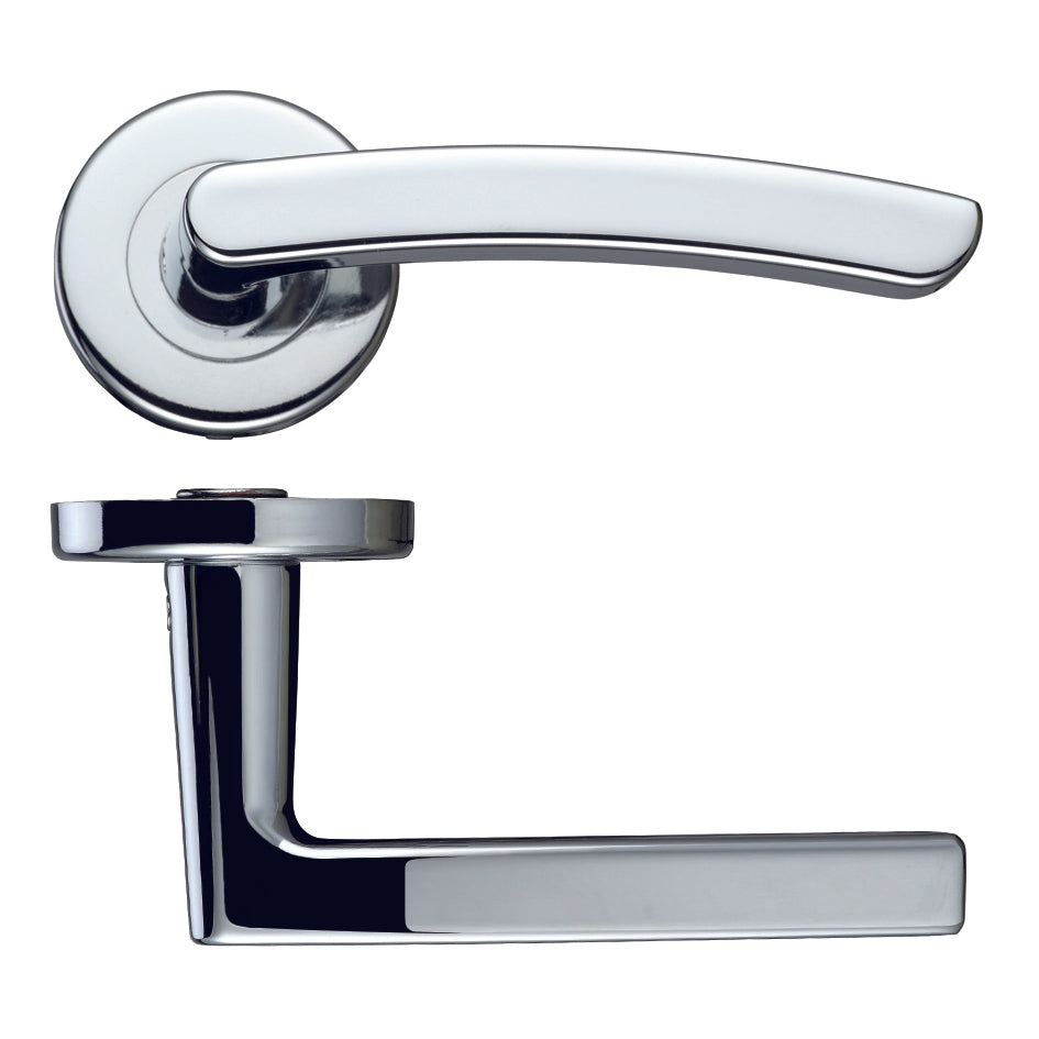 Santiago Polished Chrome Door Handles on Rose