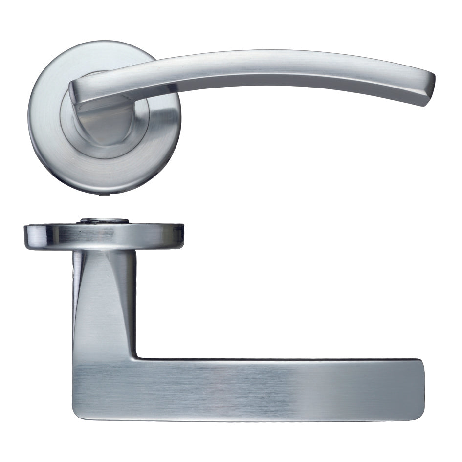 Toledo Satin Chrome Door Handles on Rose
